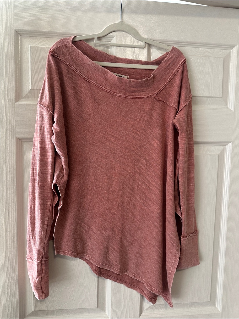 We The Free Washed Rose Asymmetric Long-Sleeve Pullover